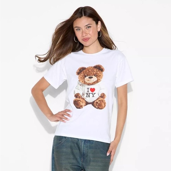 NYC Bear Graphic Tee Target White I Love NY Teddy T Shirt XS NWT - Picture 2 of 3